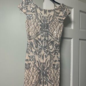 Windsor Cream and Silver Embellished Maxi Dress
